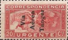 Airmail - Spanish Special Delivery Stamp Overprinted "Via - Aerea - Tanger" — 20C, carmine rose
