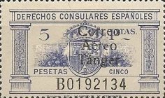 Airmail - Overprinted "CORREO Aéreo Tánger" — 5Pta, ultramarine