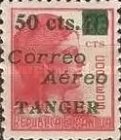 Airmail - Spanish Stamps Surcharged & Overprinted "Correo Aereo Tanger" — 50/40C, carmine red