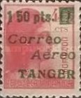 Airmail - Spanish Stamps Surcharged & Overprinted "Correo Aereo Tanger" — 1.50/40Pta/C, carmine red