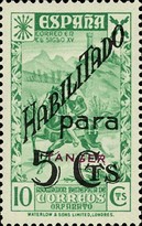 Beneficient Stamps 1941 - Previous Issues Overprinted "HABILITADO" and Surchaged — 5/10C, green