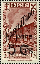 Beneficient Stamps 1941 - Previous Issues Overprinted "HABILITADO" and Surchaged — 5/50C, brown