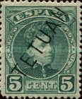 Spanish Postage Stamps Overprinted "TETUAN" - Blue Control Number on Back — 5C, green