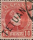 Spanish Postage Stamps Overprinted "TETUAN" - Blue Control Number on Back — 10C, red